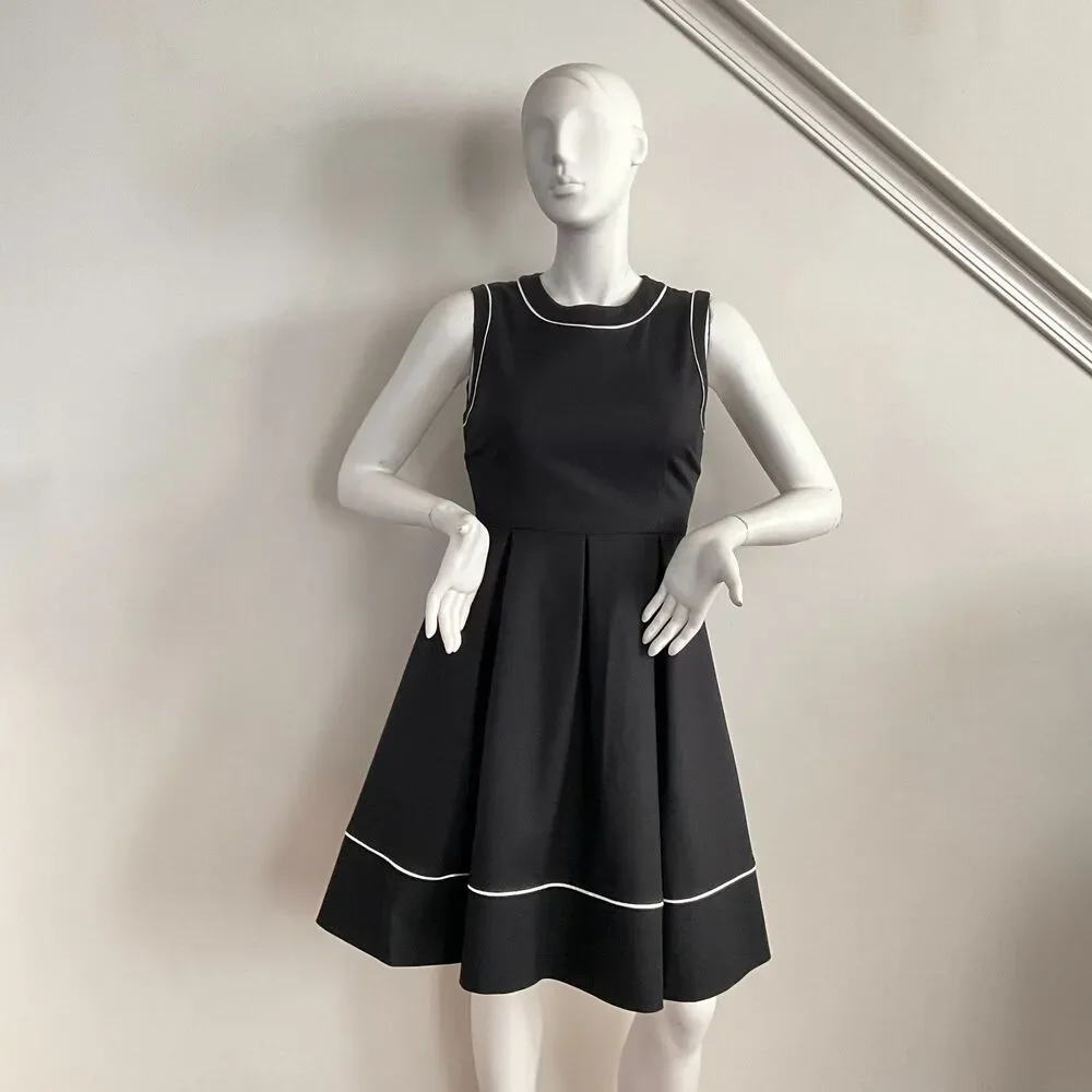 Kate Spade Hope Fit & Flare Dress Designer Preppy Pockets Black 12